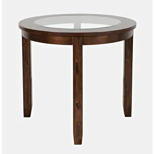 Urban Icon Contemporary 42\" Round Counter Height Glass Inlay Dining Table