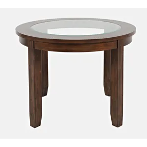 Urban Icon Contemporary 42\" Round Glass Inlay Dining Table