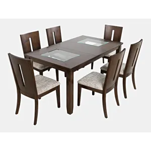 Urban Icon Contemporary 66\" Seven-Piece Dining Set With Upholstered Chairs