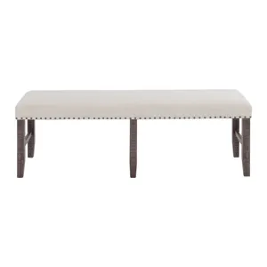 Willow Creek Distressed Solid Wood Upholstered Dining Bench