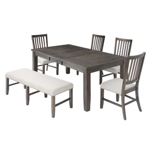 Willow Creek Rustic Distressed 78\" Six-Piece Dining Set With Bench