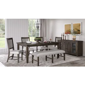 Willow Creek Rustic Distressed 78\" Six-Piece Dining Set With Bench