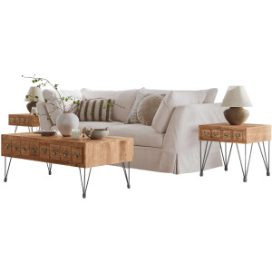 American Vintage Three Piece Solid Wood Apothecary Living Room Table Set