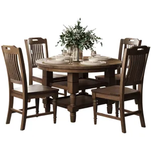 Winchester Classic Farmhouse 5-Piece Round Dining Set With Extension Table