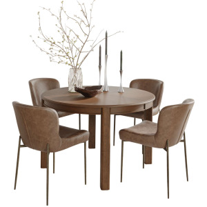 Carsons Modern Transitional 5-Piece Round Dining Set With Easley Chairs