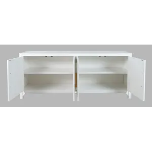 Gramercy Mid-Century Modern Chevron Four Door 79\" Accent Cabinet