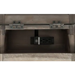 Rustic Shores Distressed Acacia USB Charging Chairside End Table