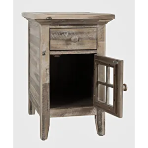 Rustic Shores Distressed Acacia USB Charging Chairside End Table