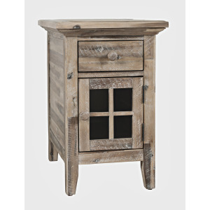 Rustic Shores Power Chairside Table - Grey Wash