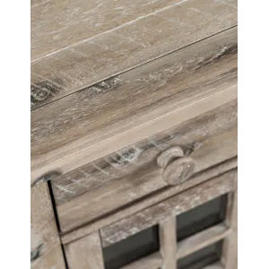 Rustic Shores Distressed Acacia USB Charging Chairside End Table