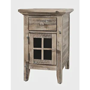Rustic Shores Distressed Acacia USB Charging Chairside End Table