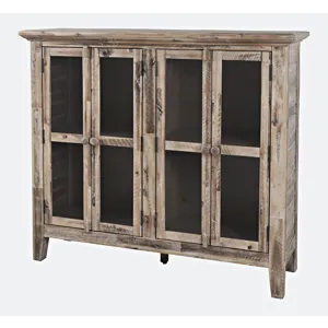 Rustic Shores 48\" Coastal Distressed Acacia Four-Door Accent Cabinet