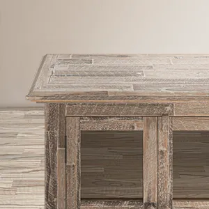 Rustic Shores 54\" Coastal Distressed Acacia Four-Door Credenza Cabinet