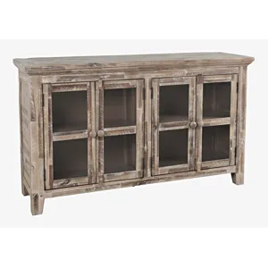 Rustic Shores 54\" Coastal Distressed Acacia Four-Door Credenza Cabinet