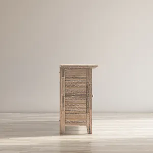 Rustic Shores 54\" Coastal Distressed Acacia Four-Door Credenza Cabinet