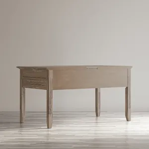 Rustic Shores Coastal Style Distressed Acacia USB Charging Desk