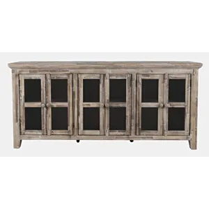Rustic Shores 70\" Coastal Distressed Acacia Six-Door Sideboard Cabinet