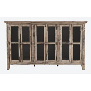 Rustic Shores 70\" Coastal Distressed Acacia Six-Door Accent Cabinet