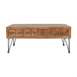 American Vintage Solid Wood Coffee Table With Apothecary Drawers