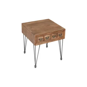 American Vintage Solid Wood End Table With Apothecary Drawer