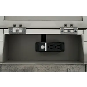 Rustic Shores Distressed Acacia USB Charging Chairside End Table