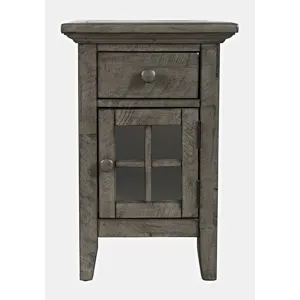 Rustic Shores Distressed Acacia USB Charging Chairside End Table