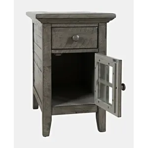Rustic Shores Distressed Acacia USB Charging Chairside End Table