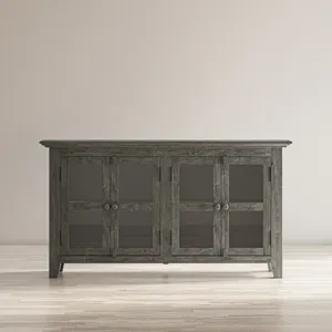 Rustic Shores 54\" Coastal Distressed Acacia Four-Door Credenza Cabinet
