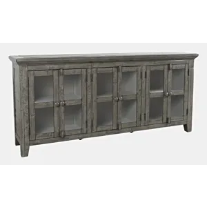 Rustic Shores 70\" Coastal Distressed Acacia Six-Door Sideboard Cabinet
