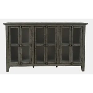 Rustic Shores 70\" Coastal Distressed Acacia Six-Door Accent Cabinet