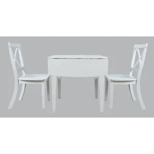 Eastern Tides Coastal Wire-Brushed Acacia Three Piece Cross-Back Dining Set