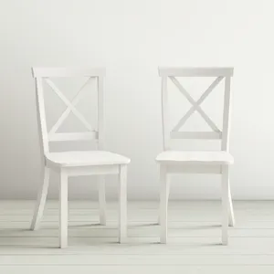 Eastern Tides Coastal Wire-Brushed Acacia Three Piece Cross-Back Dining Set