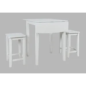 Eastern Tides Coastal Wire-Brushed Acacia Three Piece Backless Counter Height Dining Set