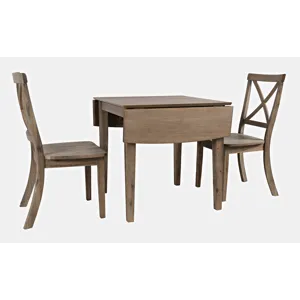 Eastern Tides Coastal Wire-Brushed Wood Three Piece Cross-Back Dining Set