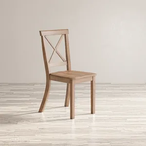 Eastern Tides Coastal Wire-Brushed Wood X-Back Acacia Dining Chair(Set Of 2)