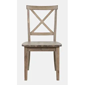 Eastern Tides Coastal Wire-Brushed Wood X-Back Acacia Dining Chair(Set Of 2)