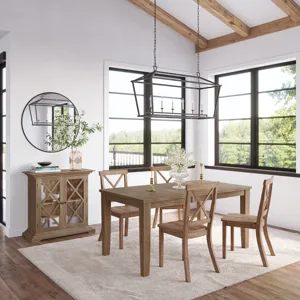 Eastern Tides Coastal Wire-Brushed Wood X-Back Acacia Dining Chair(Set Of 2)