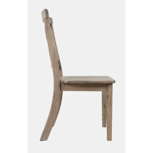 Eastern Tides Coastal Wire-Brushed Wood X-Back Acacia Dining Chair(Set Of 2)