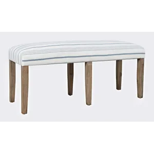 Eastern Tides Coastal Wire-Brushed Wood 46\" Upholstered Dining Bench