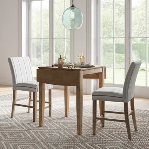 Eastern Tides Coastal Wire-Brushed Acacia Drop-Leaf Counter Height Dining Table