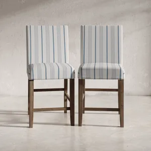 Eastern Tides Coastal Wire-Brushed Wood Upholstered Parsons Barstool(Set Of 2)