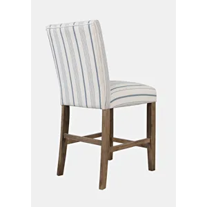 Eastern Tides Coastal Wire-Brushed Wood Upholstered Parsons Barstool(Set Of 2)