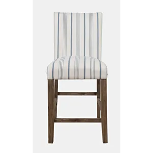 Eastern Tides Coastal Wire-Brushed Wood Upholstered Parsons Barstool(Set Of 2)