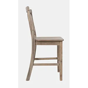 Eastern Tides Coastal Wire-Brushed Wood X-Back Counter Barstool(Set Of 2)