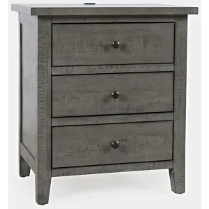 Maxton Contemporary Coastal Distressed Wood USB Charging Nightstand
