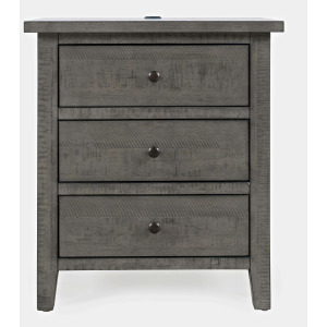 Maxton Contemporary Coastal Distressed Wood USB Charging Nightstand