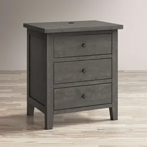 Maxton Contemporary Coastal Distressed Wood USB Charging Nightstand