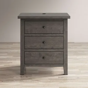Maxton Contemporary Coastal Distressed Wood USB Charging Nightstand