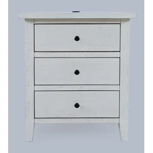 Maxton Contemporary Coastal Distressed Wood USB Charging Nightstand