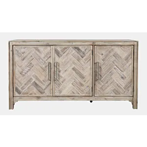Gramercy Mid-Century Modern Chevron Three Door 60\" Accent Cabinet